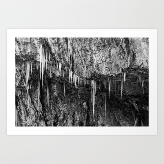 Ice columns in cave Art Print