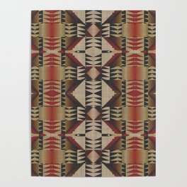 Native American Indian Tribal Mosaic Rustic Cabin Pattern Poster