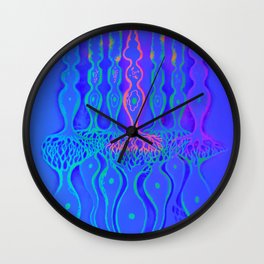 Cone cells rod cells and bipolar neurons in the retina, fluorescent drawing Wall Clock