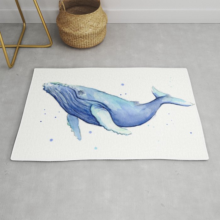 Humpback Whale Watercolor Rug
