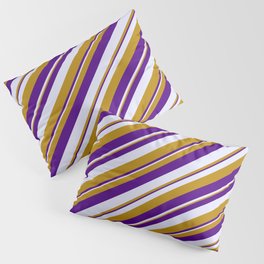 [ Thumbnail: Dark Goldenrod, Indigo, and Lavender Colored Lined Pattern Pillow Sham ]