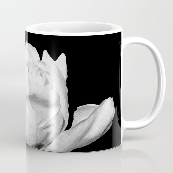 white peony black background coffee mug by alemi