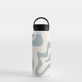 Liquid Swirl Abstract Pattern in Light Blue-Gray and Cream Water Bottle