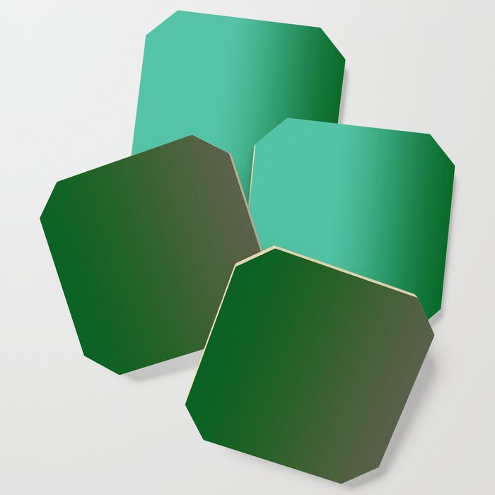 Modern Aqua Green And Herbal Chive Green Ombre Gradient Abstract Pattern Coaster