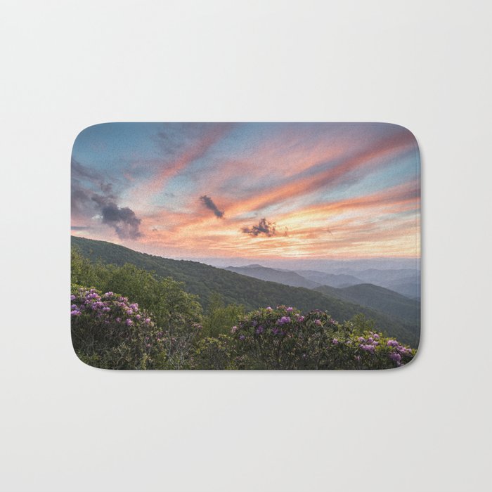 Blue Ridge Mountains - Cotton Candy Sunset Bath Mat