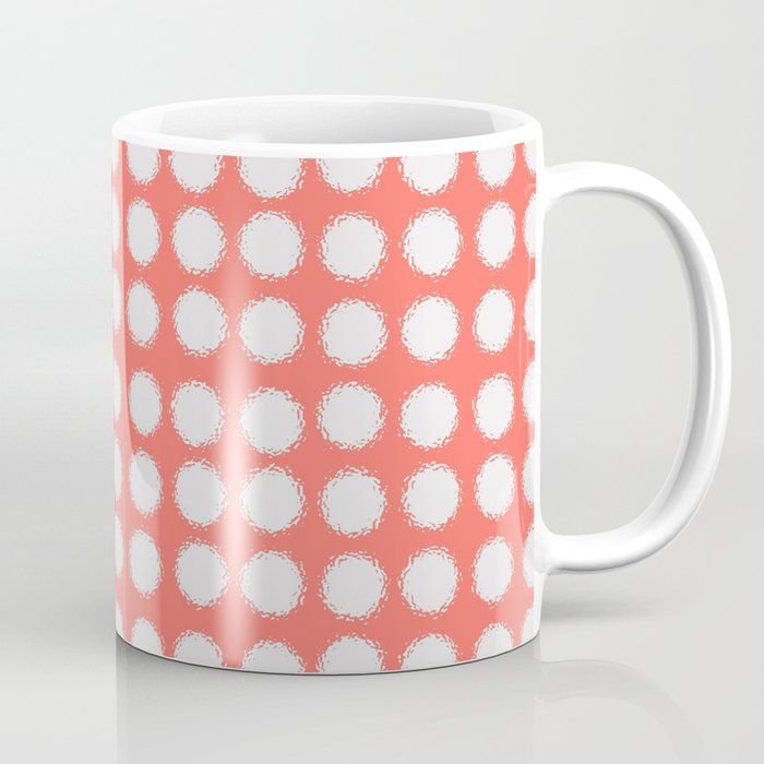 Milk Glass Polka Dots Living Coral Coffee Mug