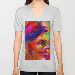Woman Portrait V Neck T Shirt