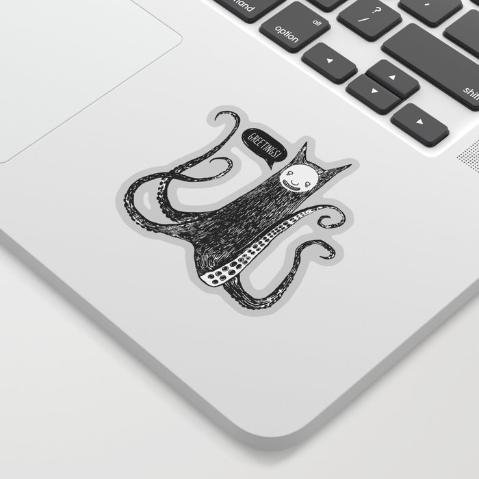 Greetings from the kraken cat Sticker