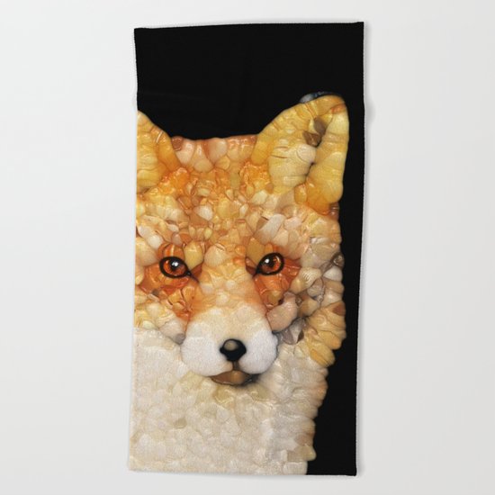 Red Fox Abstract Beach Towel