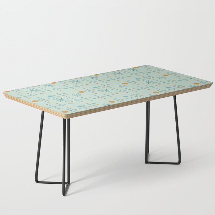 Atomic Retro Mid Century Modern Pattern Aqua, Orange and Turquoise Coffee Table