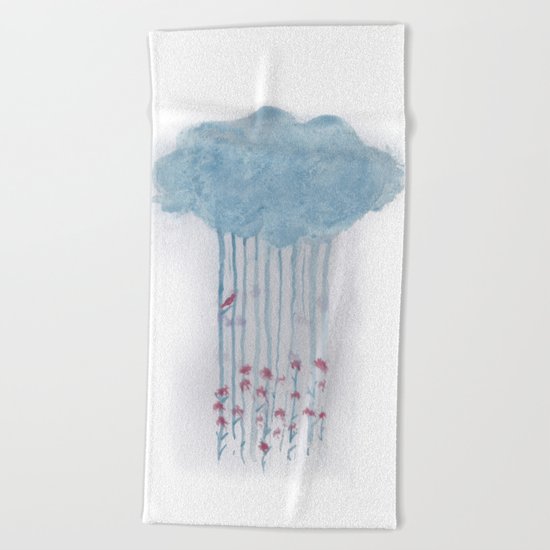 Rain in the woods Beach Towel