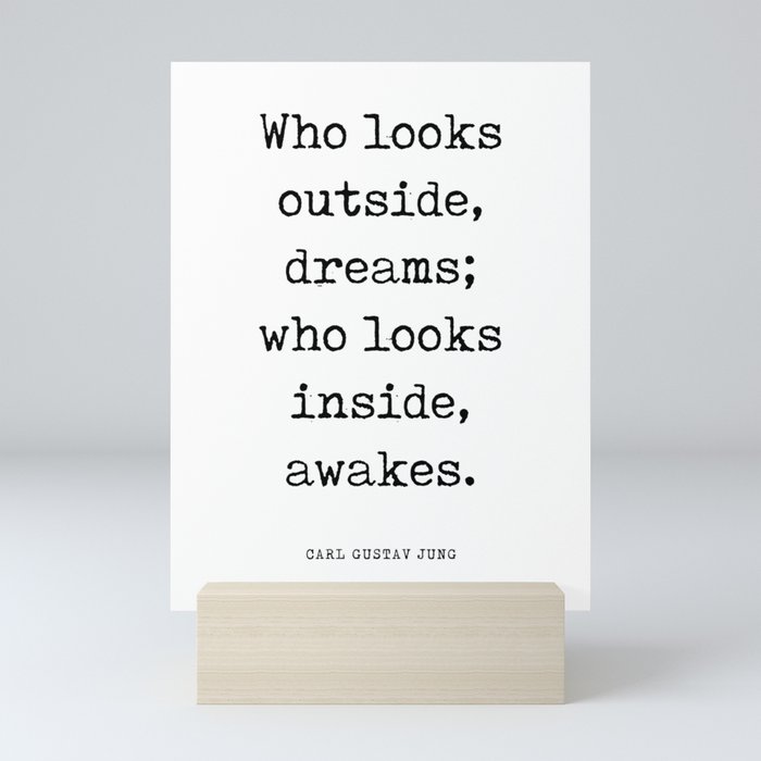 Who looks outside dreams - Carl Gustav Jung Quote - Literature - Typewriter Print 1 Mini Art Print