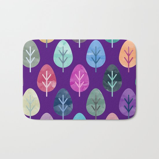 Watercolor Forest Pattern II Bath Mat