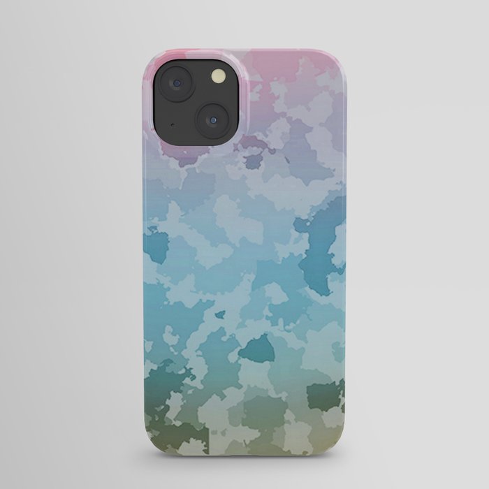 Camouflage Ombre Pink Aqua Green iPhone Case