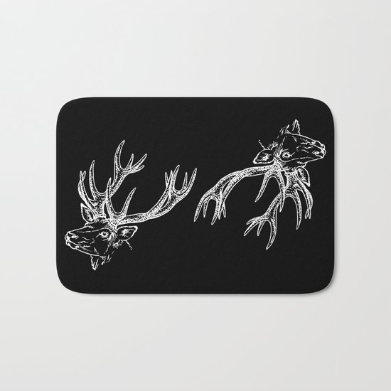 Deer Black White Bath Mat