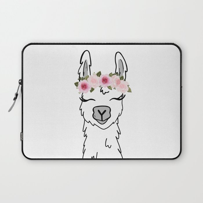 Floral Crown Llama by KT'sCanvases Laptop Sleeve