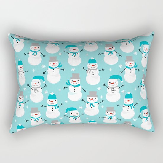 Snowman winter holiday pattern seasonal decor furnishing gifts for kids Rectangular Pillow