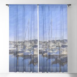 Boats on the Blue Water Bay Sheer Curtain