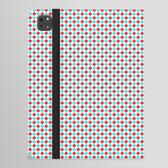 Red White Green Small Diagonal French Checkered Patter iPad Folio Case