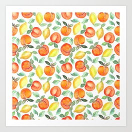 Watercolor Peaches & Lemons Art Print