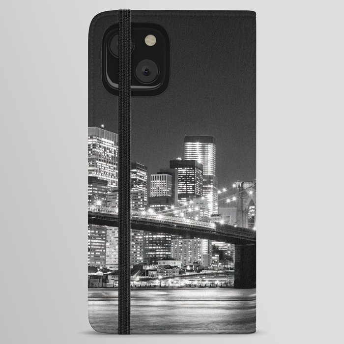 Black and White New York Skyline iPhone Wallet Case