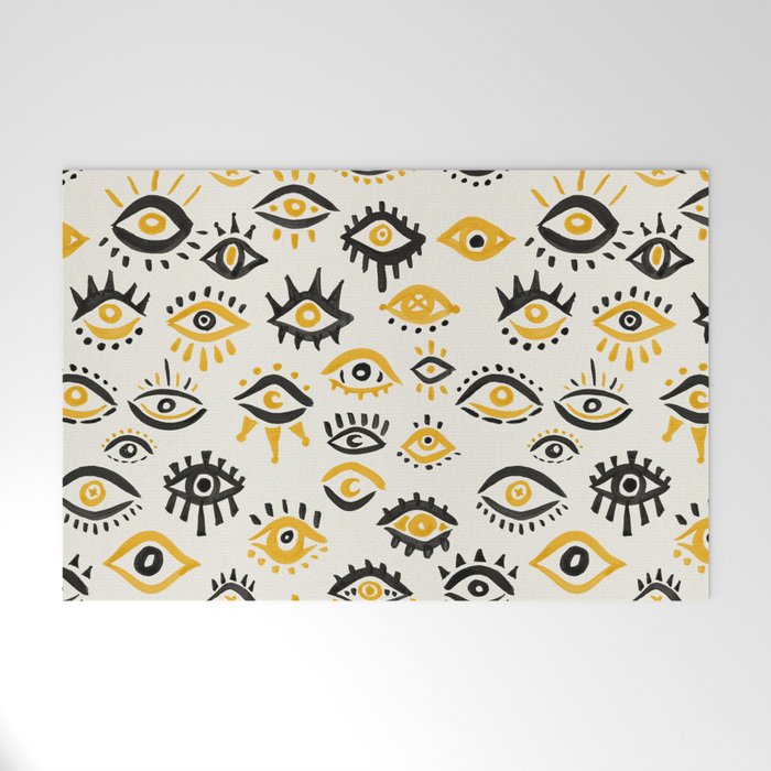 Mystic Eyes – Yellow & Black Welcome Mat