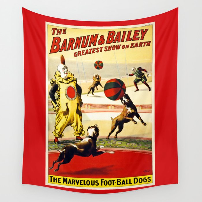Barnum and Bailey Circus Football Dogs Wall Tapestry