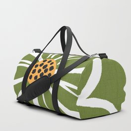Retro Modern Daisy Flower Dark Green Duffle Bag