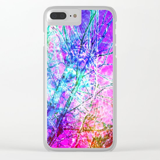 Pink Psychedelic trees Clear iPhone Case