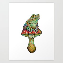 Frankie Frog on a Mushroom Art Print