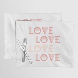 LOVE Pink Pastel & White colors modern abstract illustration  Placemat