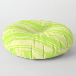 [ Thumbnail: Light Green and Tan Colored Striped/Lined Pattern Floor Pillow ]