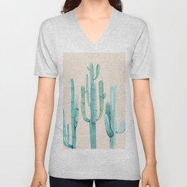 Three Amigos Turquoise + Coral V Neck T Shirt