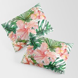 Tropical Jungle Hibiscus Flowers - Floral Pillow Sham