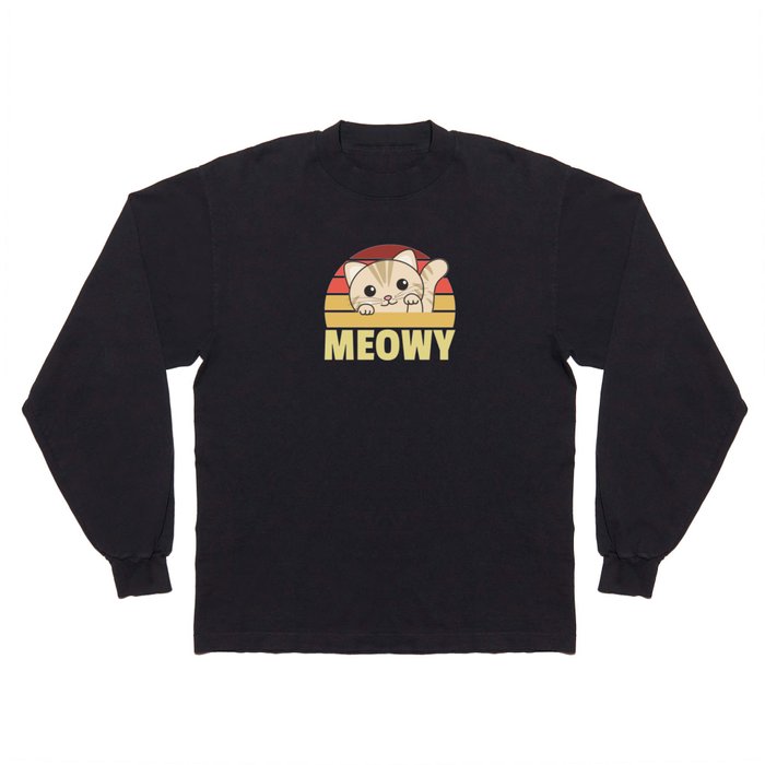 Kawaii Cat Cute Manga Anime Cats Retro Meowy Long Sleeve T Shirt