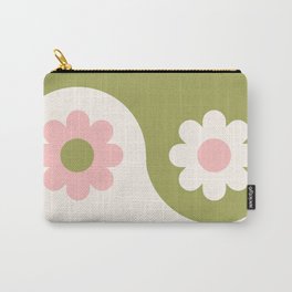 Yin Yang Flowers Carry-All Pouch | Yinyang, Flowers, Drawing, Symbol, Pink, 80S, Zen, Curated, Floral, Minimal 