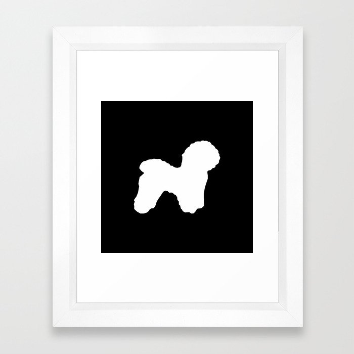 Download Bichon Frise dog black and white minimal pet art dog breeds silhouette Framed Art Print by ...