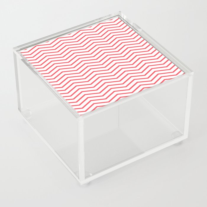 red zig zag lines Acrylic Box