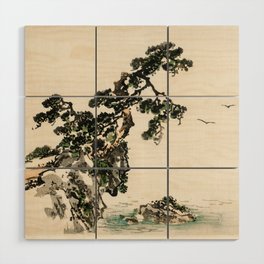 Tree on a Cliff Traditional Japanese Landscape Wood Wall Art