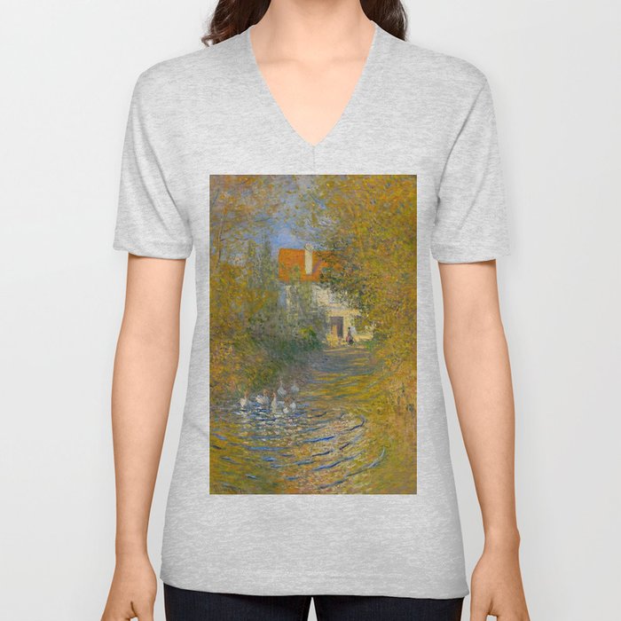 Claude Monet The Geese, 1874 V Neck T Shirt