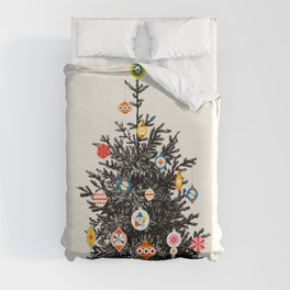 Retro Decorated Christmas Tree Duvet Cover | Vintage, Winter, Christmas Gift, Graphicdesign, Ornaments, Decorations, Christmas Present, Happy Holiday, Retro, Curated 
