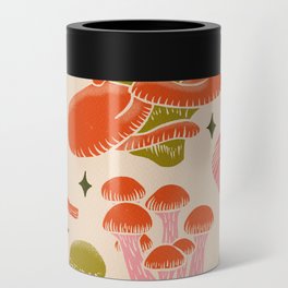 Texas Mushrooms – Bright Multicolor on Tan Can Cooler