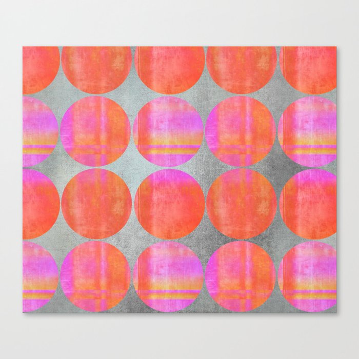orange dots grunge mixed media modern pattern Canvas Print