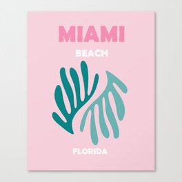 Boho Preppy Travel Poster- Miami Beach Canvas Print