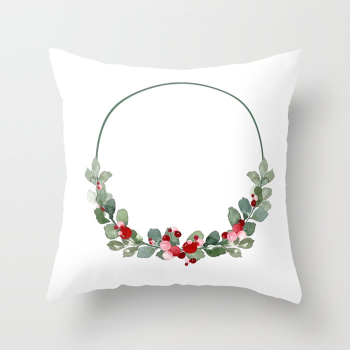 Merry Little Berry Wreath Throw Pillow