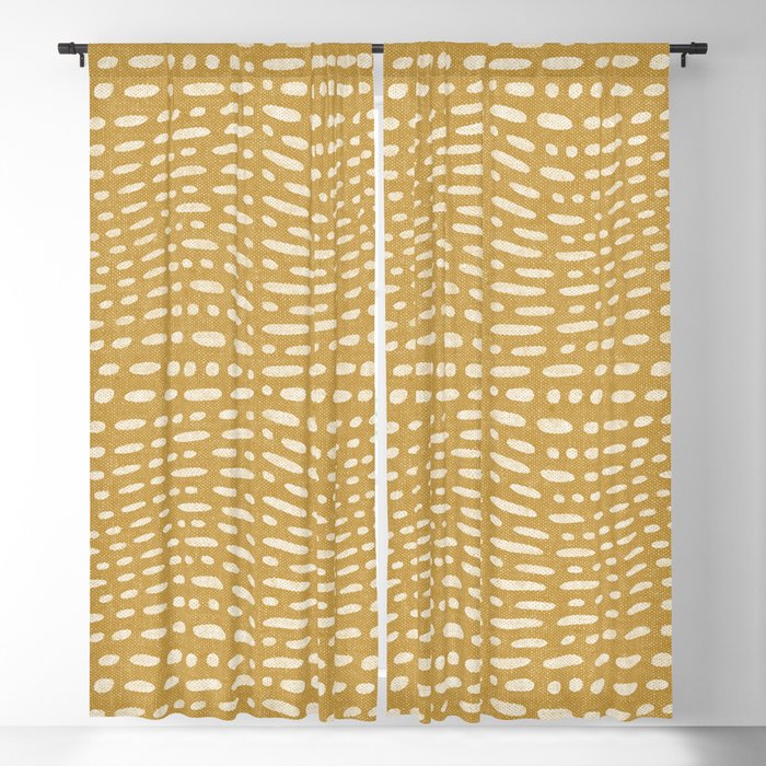 twisted dashes - mustard yellow Blackout Curtain