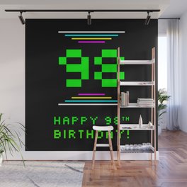 [ Thumbnail: 98th Birthday - Nerdy Geeky Pixelated 8-Bit Computing Graphics Inspired Look Wall Mural ]