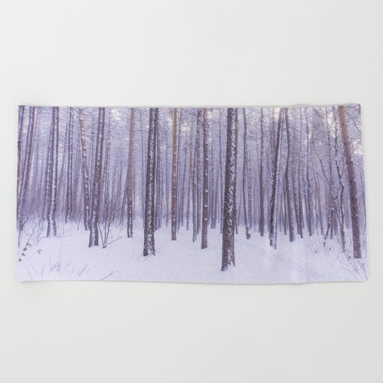 Snow in Trees Beach Towel