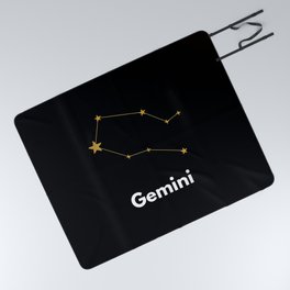 Gemini, Gemini Zodiac, Black Picnic Blanket