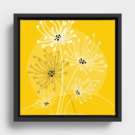 Yellow Queen Anne's Lace Illustration Framed Canvas
